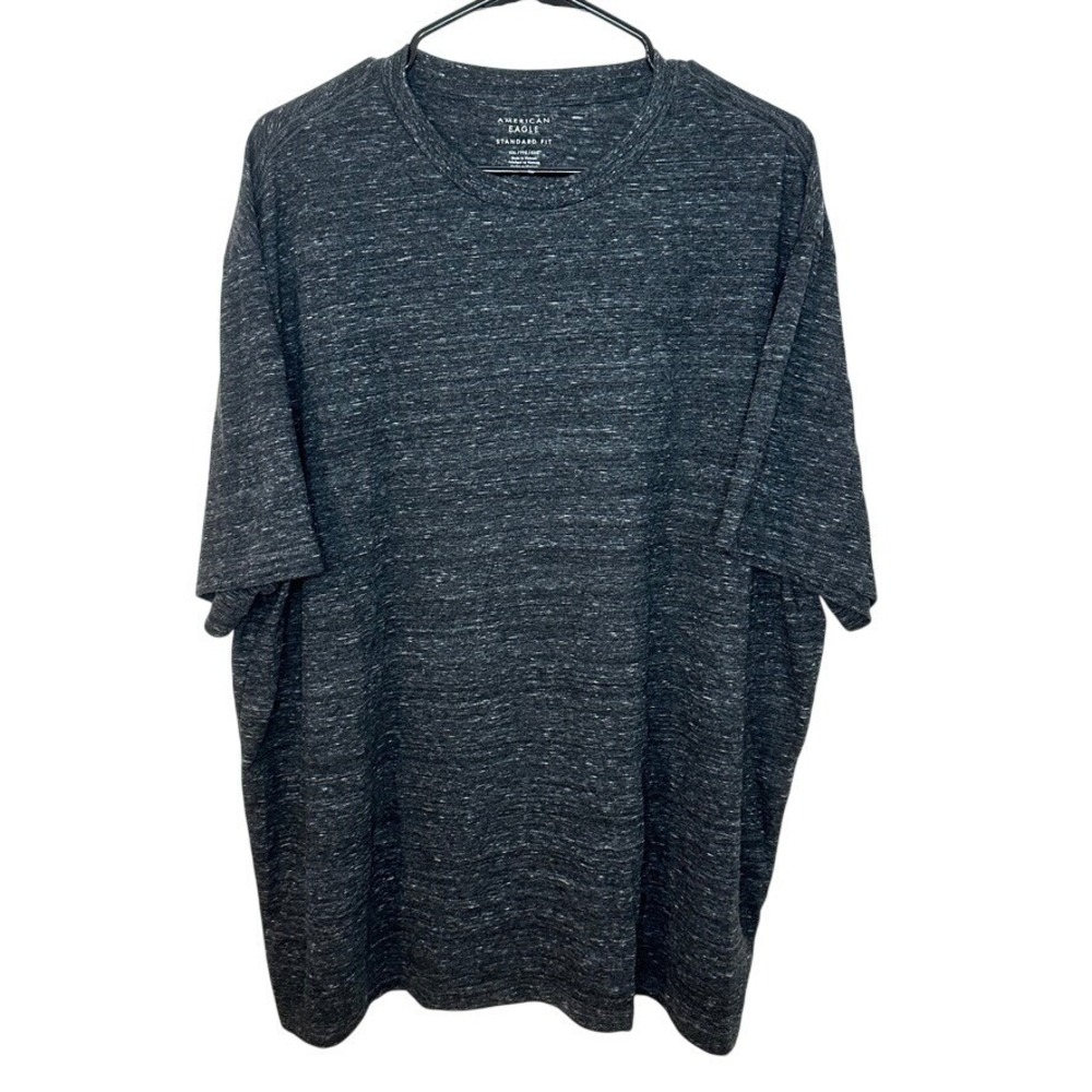 American Eagle Mens XXL Charcoal Gray Slub Knit Standard Fit T-Shirt Tonal Logo